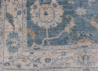 Angora Turkish Oushak Floral Design in Blue, Creams and Mocha Colors This angora Oushak has a unique floral design on top of a faded blue background with a slight cream and mocha undertone. Keivan Woven Arts rug AN - 150778 Measures; 6... - Keivan Woven ArtsAN - 150778 - 19953Rug