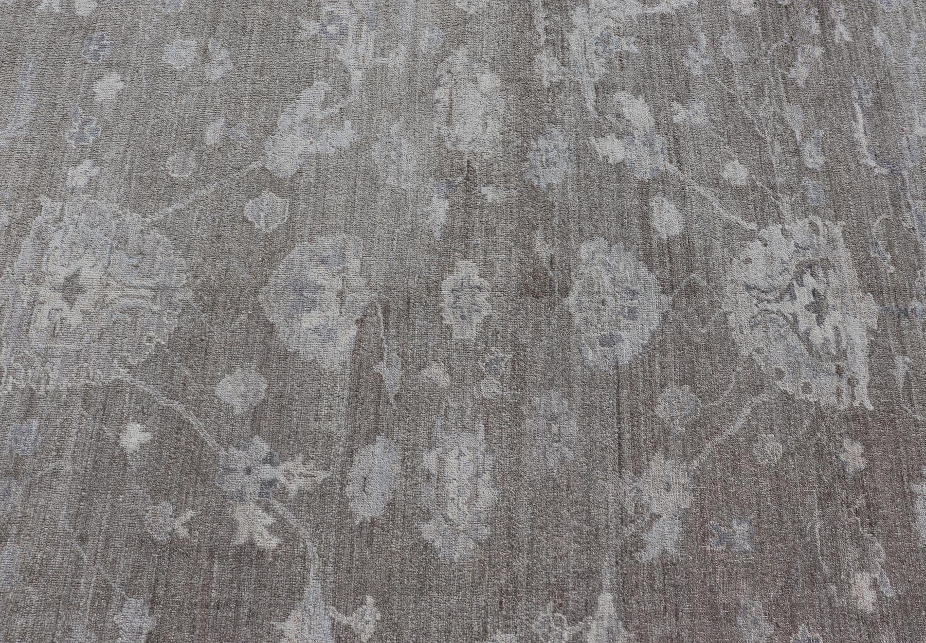 Large Angora Oushak With All - Over Floral Design With Neutral Colors Turkish Angora Large Oushak With All - Over Floral Design. Keivan Woven Arts / rug AN - 151005, country of origin / type: Turkey / Oushak. antique reproduction Ushak, angora Oushak... - Keivan Woven ArtsAN - 151005 - 21385Rug