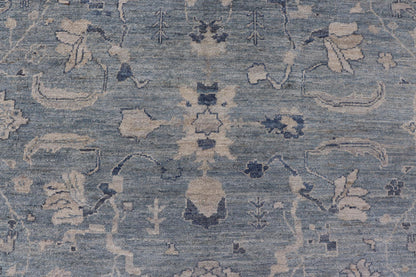 Turkish Angora Oushak Rug in Dusty Blue Background and Silver Border. Keivan Woven Arts / rug AN - 151115, country of origin / type: Turkey / Oushak. antique reproduction Ushak, angora Oushak. Measures: 9'2 x 11'7 The angora collection is made wit... - Keivan Woven ArtsAN - 151115 - 21349Rug