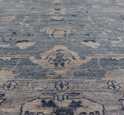 Turkish Angora Oushak Rug in Dusty Blue Background and Silver Border. Keivan Woven Arts / rug AN - 151115, country of origin / type: Turkey / Oushak. antique reproduction Ushak, angora Oushak. Measures: 9'2 x 11'7 The angora collection is made wit... - Keivan Woven ArtsAN - 151115 - 21349Rug
