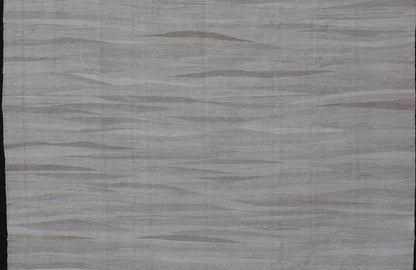 Modern Turkish Flat - Weave with Modern Design in White and Neutral Tones. Keivan Woven Arts / rug AN - 152611 country of origin / type: Turkey / Kilim, circa Early 21th century Measures: 11'2 x 14'1 This flat - weave Kilim from Turkey in white an... - Keivan Woven ArtsAN - 152611 - 24727