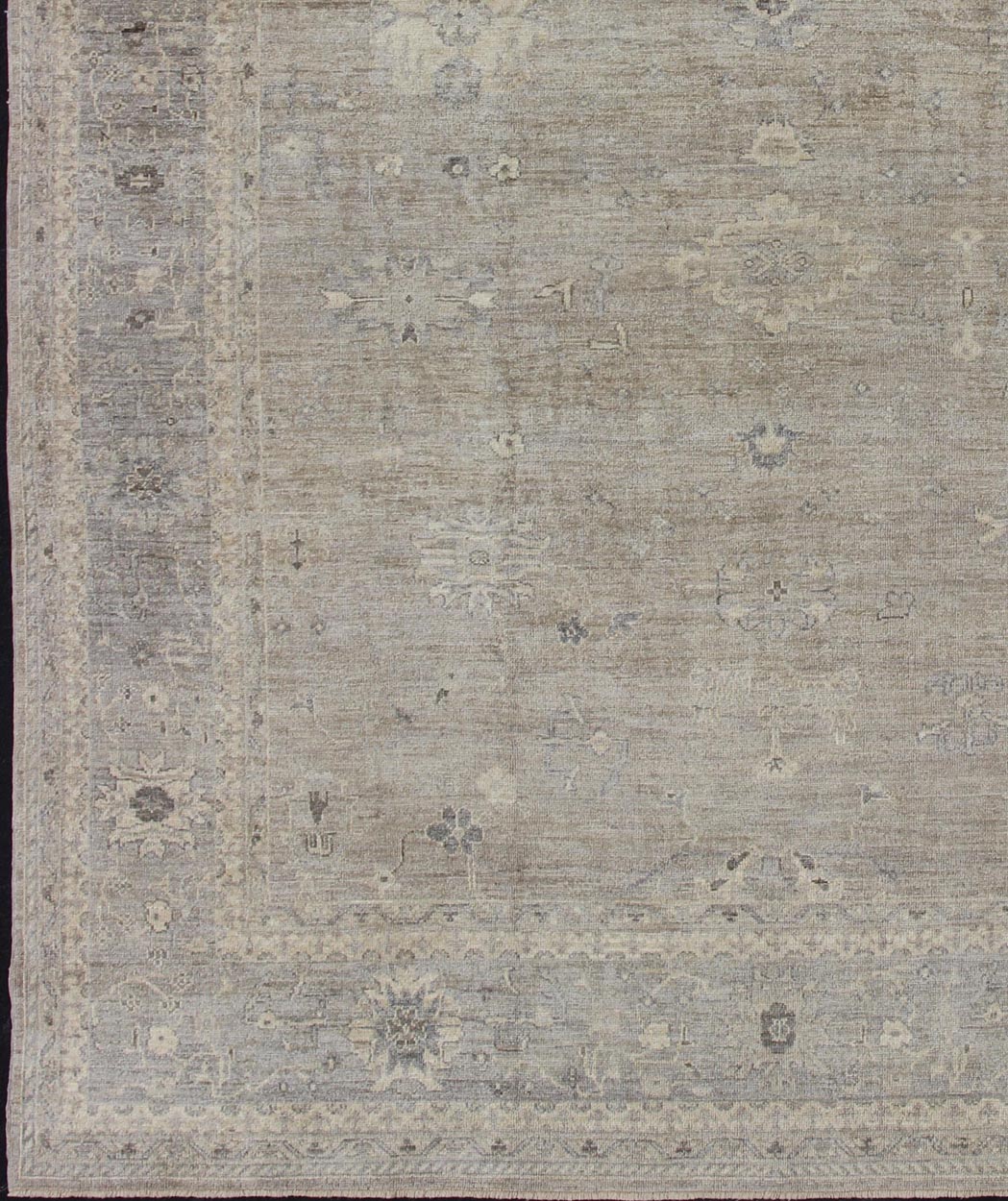 Large Turkish Oushak Rug with Pastel Colors and Botanical Design Large Turkish Oushak rug with pastel colors and Botanical design. Keivan Woven Arts / rug ANC - 128212, country of origin / type: Turkey / Oushak, circa 2010. This vintage Tu... - Keivan Woven ArtsANC - 128212 - 1482Rug