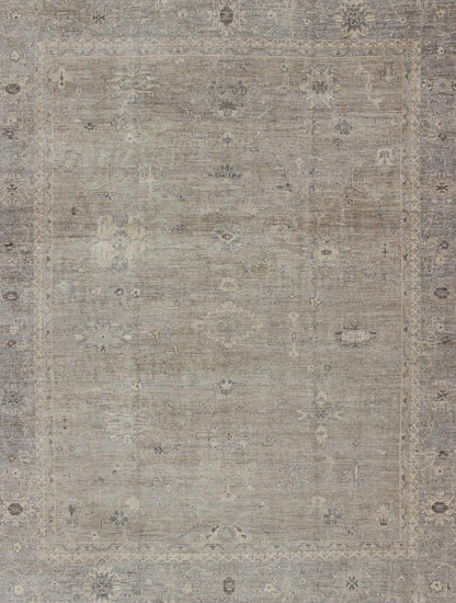 Large Turkish Oushak Rug with Pastel Colors and Botanical Design Large Turkish Oushak rug with pastel colors and Botanical design. Keivan Woven Arts / rug ANC - 128212, country of origin / type: Turkey / Oushak, circa 2010. This vintage Tu... - Keivan Woven ArtsANC - 128212 - 1482Rug