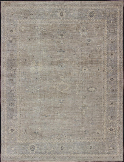 Large Turkish Oushak Rug with Pastel Colors and Botanical Design Large Turkish Oushak rug with pastel colors and Botanical design. Keivan Woven Arts / rug ANC - 128212, country of origin / type: Turkey / Oushak, circa 2010. This vintage Tu... - Keivan Woven ArtsANC - 128212 - 1482Rug
