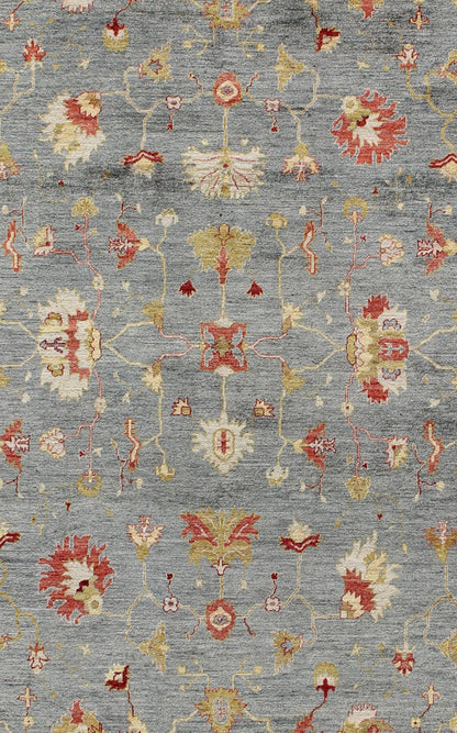 Gray and ivory with hints of red Angora rug from Turkey, rug an - 128906, country of origin / type: Turkey / Angora Oushak From our Angora collection, this piece is made with a combination of angora and old wool. Featuring all organic materials, t... - Keivan Woven ArtsANC - 128906 - 9338Rug