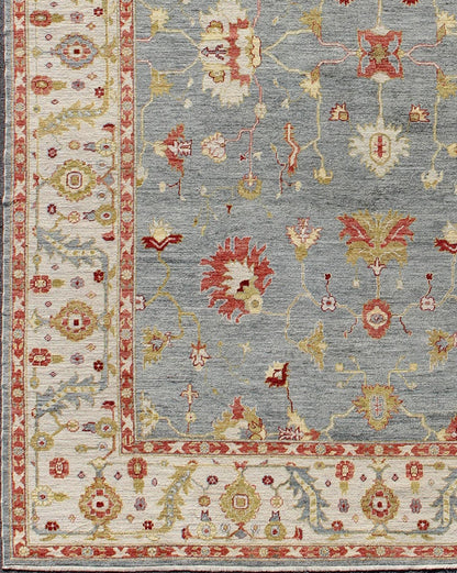 Gray and ivory with hints of red Angora rug from Turkey, rug an - 128906, country of origin / type: Turkey / Angora Oushak From our Angora collection, this piece is made with a combination of angora and old wool. Featuring all organic materials, t... - Keivan Woven ArtsANC - 128906 - 9338Rug