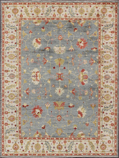 Gray and ivory with hints of red Angora rug from Turkey, rug an - 128906, country of origin / type: Turkey / Angora Oushak From our Angora collection, this piece is made with a combination of angora and old wool. Featuring all organic materials, t... - Keivan Woven ArtsANC - 128906 - 9338Rug