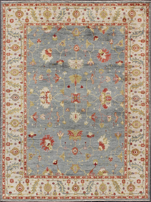 Gray and ivory with hints of red Angora rug from Turkey, rug an - 128906, country of origin / type: Turkey / Angora Oushak From our Angora collection, this piece is made with a combination of angora and old wool. Featuring all organic materials, t... - Keivan Woven ArtsANC - 128906 - 9338Rug