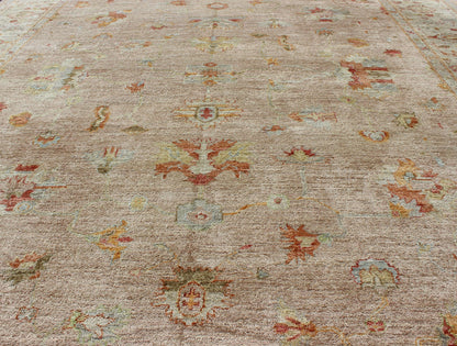 Keivan Woven Arts Angora Turkish Oushak Rug in Pink and Multi Colors. Keivan Woven Arts / rug ANC - 128910, country of origin / type: Turkey / Angora Oushak. Measures: 12'3 x 17'9 From our Angora collection, this piece is made with a combination o... - Keivan Woven ArtsANC - 128910 - 9352Rug