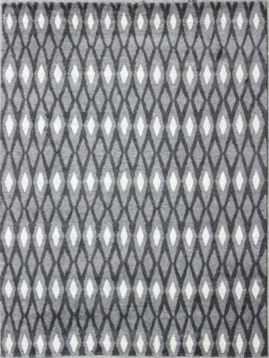 Keivan Woven Arts Moroccan Hand - Knotted Wool Area Rug in Gray Diamond Design Measures; 9'4 x 12'0 Moroccan style modern rug. Country of Origin: India; Type: Moroccan; Design: All - Over, Geometric, Tribal, Diamond; Keivan Woven Arts; rug... - Keivan Woven ArtsAPE - 181 - 9668 - 7453Rug