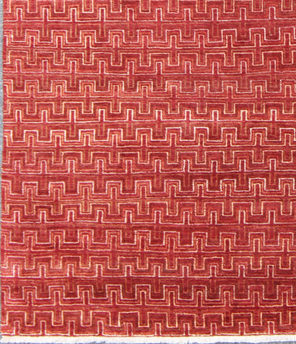 Ape - 3077, Modern Geometric Rug - Red Background in a Modern Design A modern design rug in elegant red with all over geometric design. This rug has a thick pile and is suitable for heavy traffic. 8'1 X 10'3 - Keivan Woven ArtsAPE - 3077 - 9700 - A - 8016Rug
