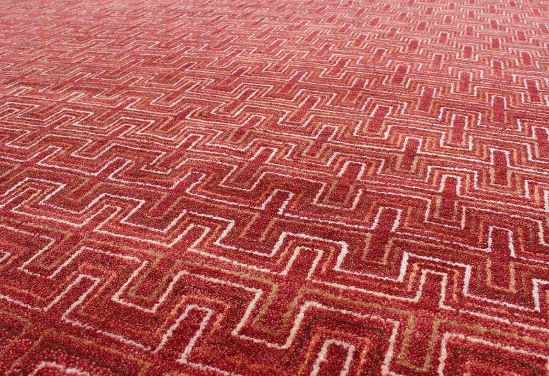 Ape - 3077, Modern Geometric Rug - Red Background in a Modern Design A modern design rug in elegant red with all over geometric design. This rug has a thick pile and is suitable for heavy traffic. 8'1 X 10'3 - Keivan Woven ArtsAPE - 3077 - 9700 - A - 8016Rug