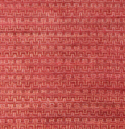 Ape - 3077, Modern Geometric Rug - Red Background in a Modern Design A modern design rug in elegant red with all over geometric design. This rug has a thick pile and is suitable for heavy traffic. 8'1 X 10'3 - Keivan Woven ArtsAPE - 3077 - 9700 - A - 8016Rug