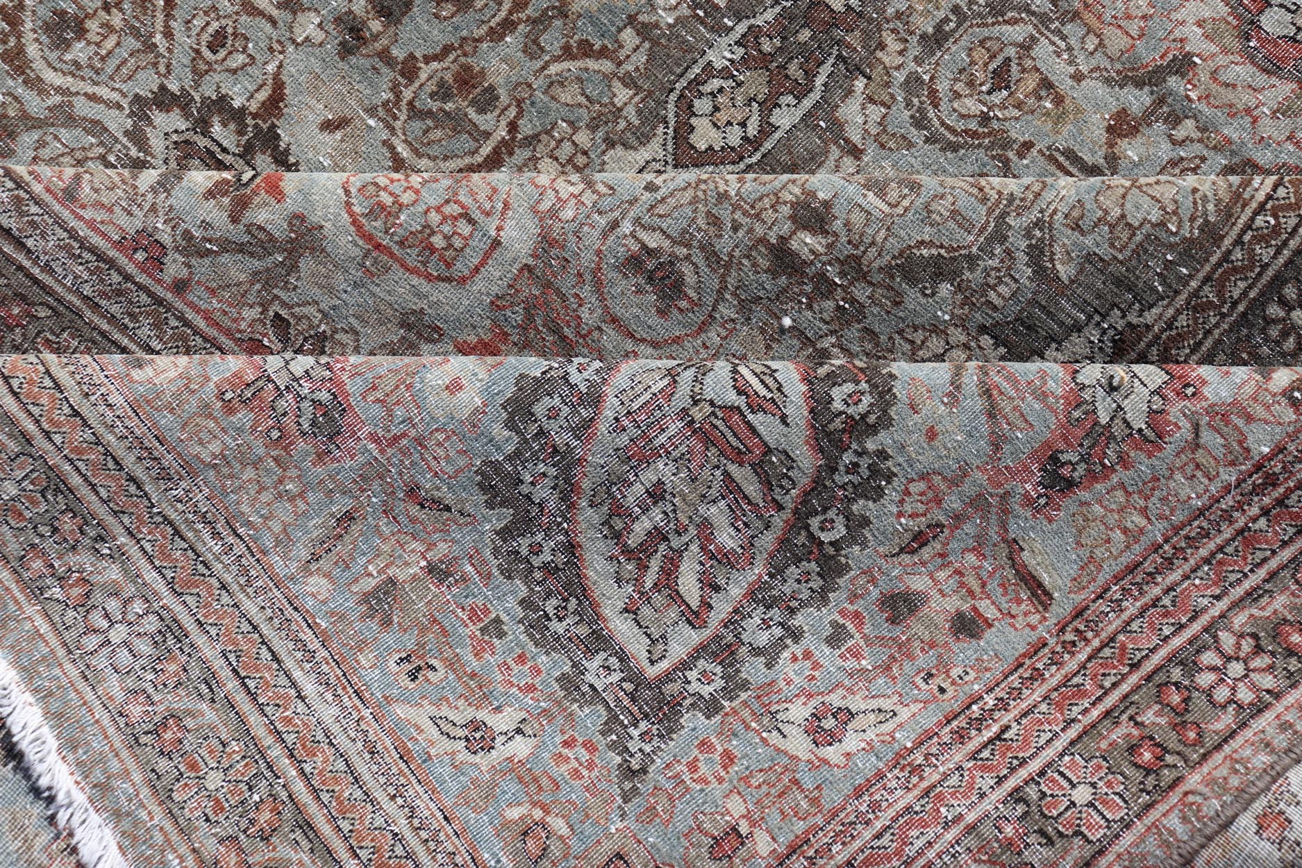 Fine Persian Kashan in Celadon Green - Blue Field With Intricate Floral Motifs. Keivan Woven Arts/rug /AVI - 0703, country of origin / type: Iran / Kashan, circa 1890. Measures: 11'3 x 17'0 Finely woven Persian Kashan filled with flowers floral ara... - Keivan Woven ArtsAVI - 0703 - 24715Rug