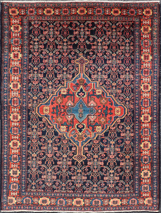 Antique Persian Senneh Rug with Unique Medallion and All - Over Design. Keivan Woven Arts/ rug AVI - 1101, country of origin / type: Iran / Senneh, circa 1900 Measures: 3'6 x 4'10 This incredibly finely woven antique Persian Senneh rug was handwoven... - Keivan Woven ArtsAVI - 1101 - 25321Rug