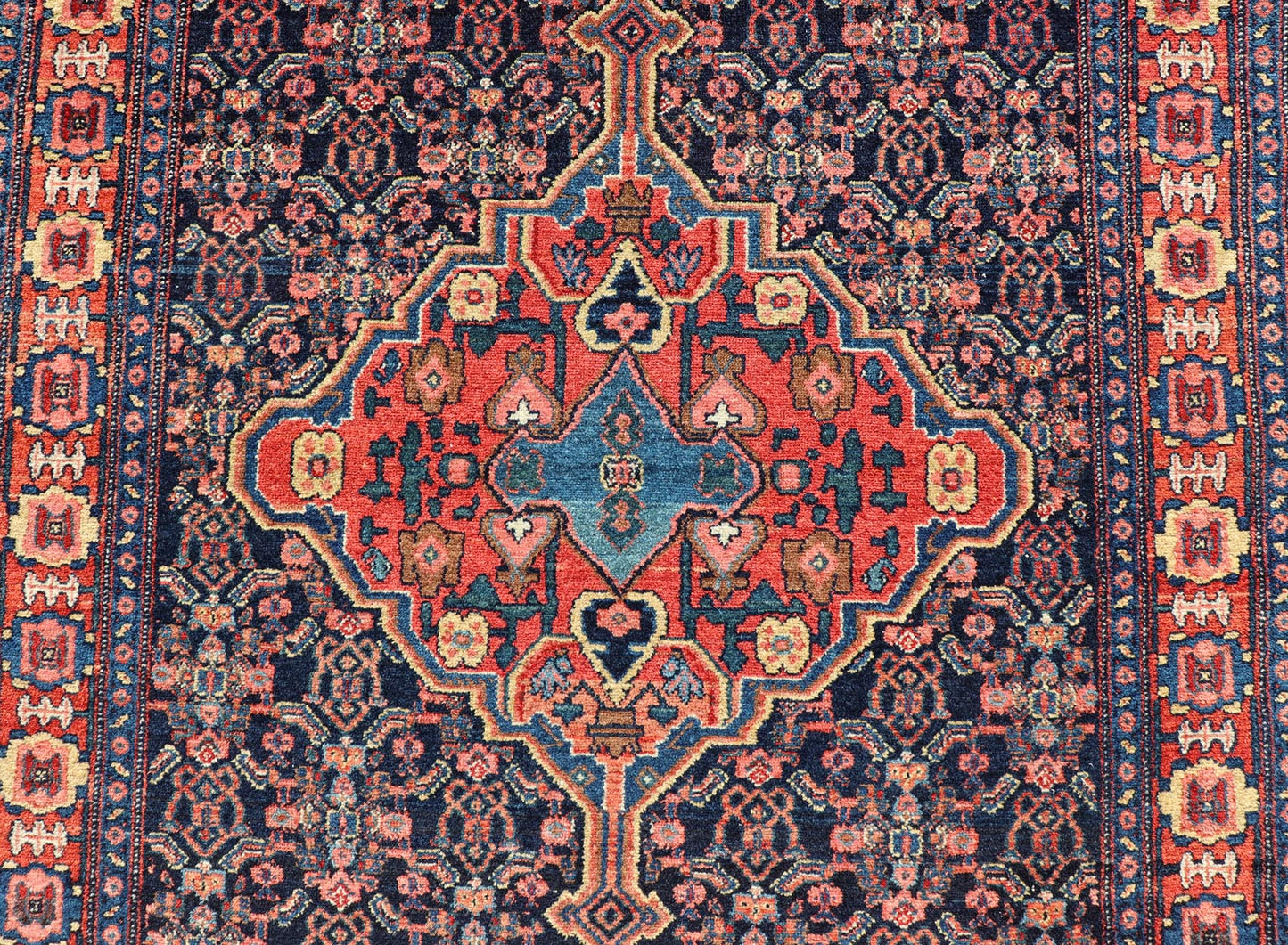 Antique Persian Senneh Rug with Unique Medallion and All - Over Design. Keivan Woven Arts/ rug AVI - 1101, country of origin / type: Iran / Senneh, circa 1900 Measures: 3'6 x 4'10 This incredibly finely woven antique Persian Senneh rug was handwoven... - Keivan Woven ArtsAVI - 1101 - 25321Rug
