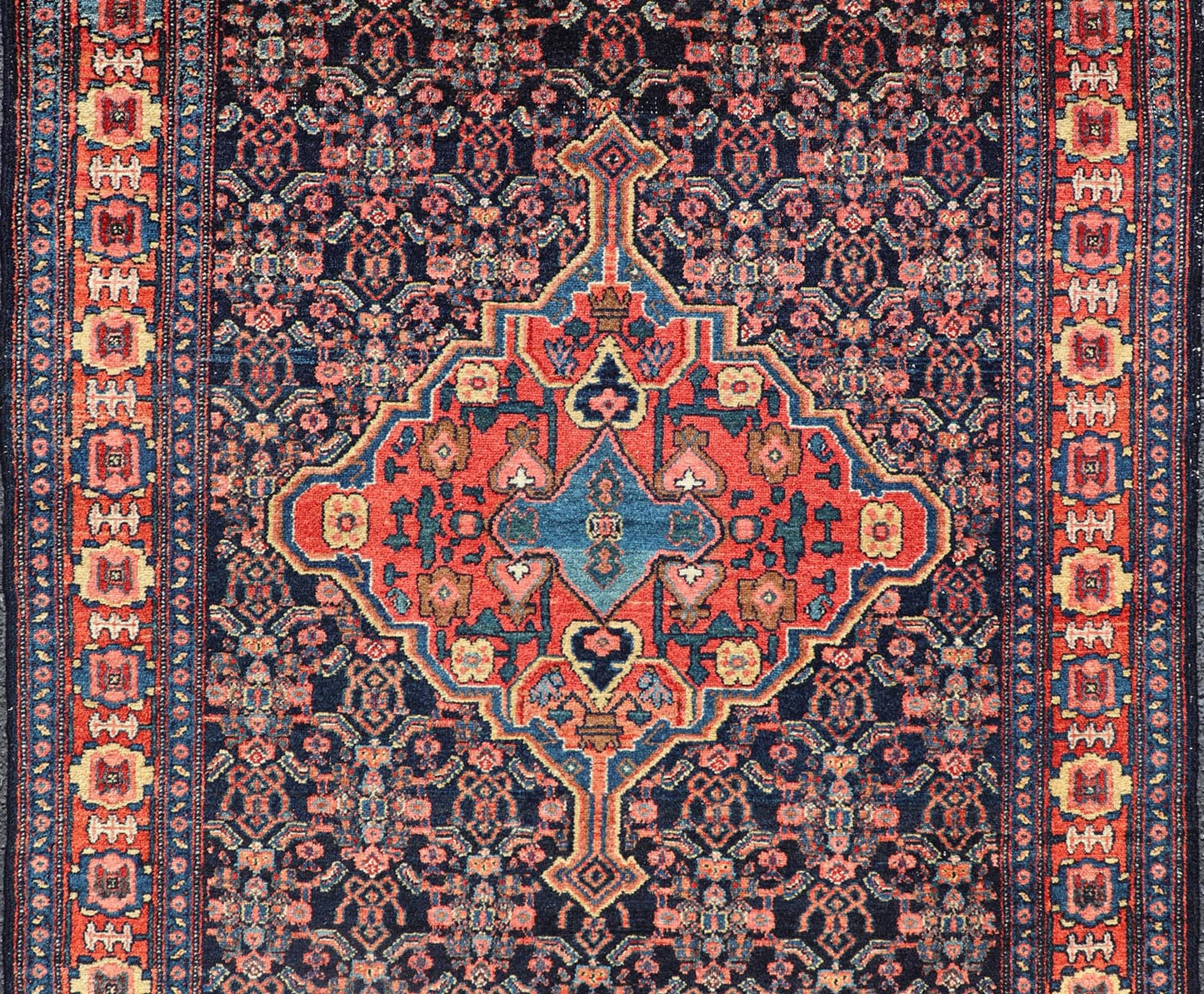 Antique Persian Senneh Rug with Unique Medallion and All - Over Design. Keivan Woven Arts/ rug AVI - 1101, country of origin / type: Iran / Senneh, circa 1900 Measures: 3'6 x 4'10 This incredibly finely woven antique Persian Senneh rug was handwoven... - Keivan Woven ArtsAVI - 1101 - 25321Rugs