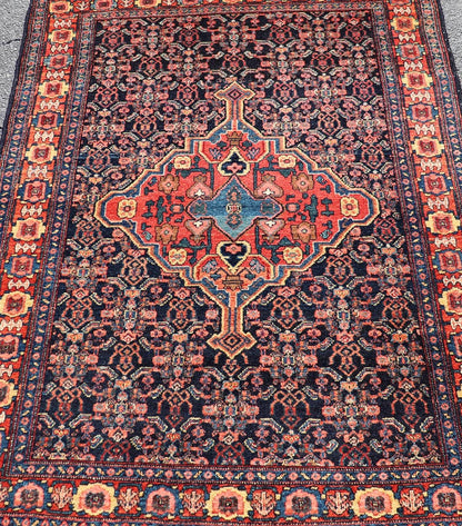 Antique Persian Senneh Rug with Unique Medallion and All - Over Design. Keivan Woven Arts/ rug AVI - 1101, country of origin / type: Iran / Senneh, circa 1900 Measures: 3'6 x 4'10 This incredibly finely woven antique Persian Senneh rug was handwoven... - Keivan Woven ArtsAVI - 1101 - 25321Rugs