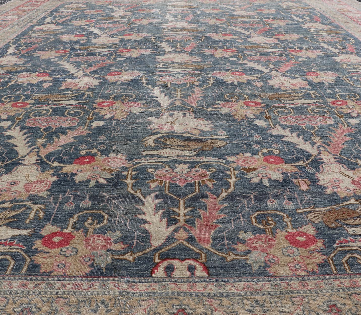 Antique Persian Tabriz Rug with Brid Design in Blue Keivan Woven Arts. Keivan Woven Arts / rug AVI - 1103, country of origin / type: Iran / Tabriz, circa 1920 Measures: 8'8 x 12'0 An exquisite work of art, this rug offers a unique opportunity ... - Keivan Woven ArtsAVI - 1103 - 25333Rug