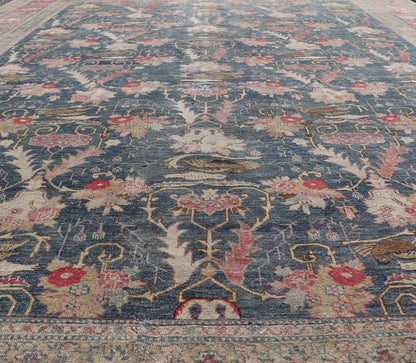 Antique Persian Tabriz Rug with Brid Design in Blue Keivan Woven Arts. Keivan Woven Arts / rug AVI - 1103, country of origin / type: Iran / Tabriz, circa 1920 Measures: 8'8 x 12'0 An exquisite work of art, this rug offers a unique opportunity ... - Keivan Woven ArtsAVI - 1103 - 25333Rug
