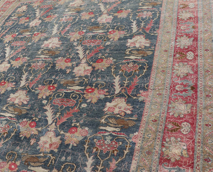 Antique Persian Tabriz Rug with Brid Design in Blue Keivan Woven Arts. Keivan Woven Arts / rug AVI - 1103, country of origin / type: Iran / Tabriz, circa 1920 Measures: 8'8 x 12'0 An exquisite work of art, this rug offers a unique opportunity ... - Keivan Woven ArtsAVI - 1103 - 25333Rug