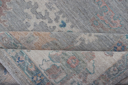 Measures: 7'10 x 9'8 All Over Modern Floral Oushak with A Light Blue - Gray Field and Border With Color. Keivan Woven Arts; rug AWR - 12018 Country of Origin: Afghanistan Type: Oushak Design: All - Over, Floral, Arabesque - Floral 21st Century This ... - Keivan Woven ArtsAWR - 12018 - 23360Rug