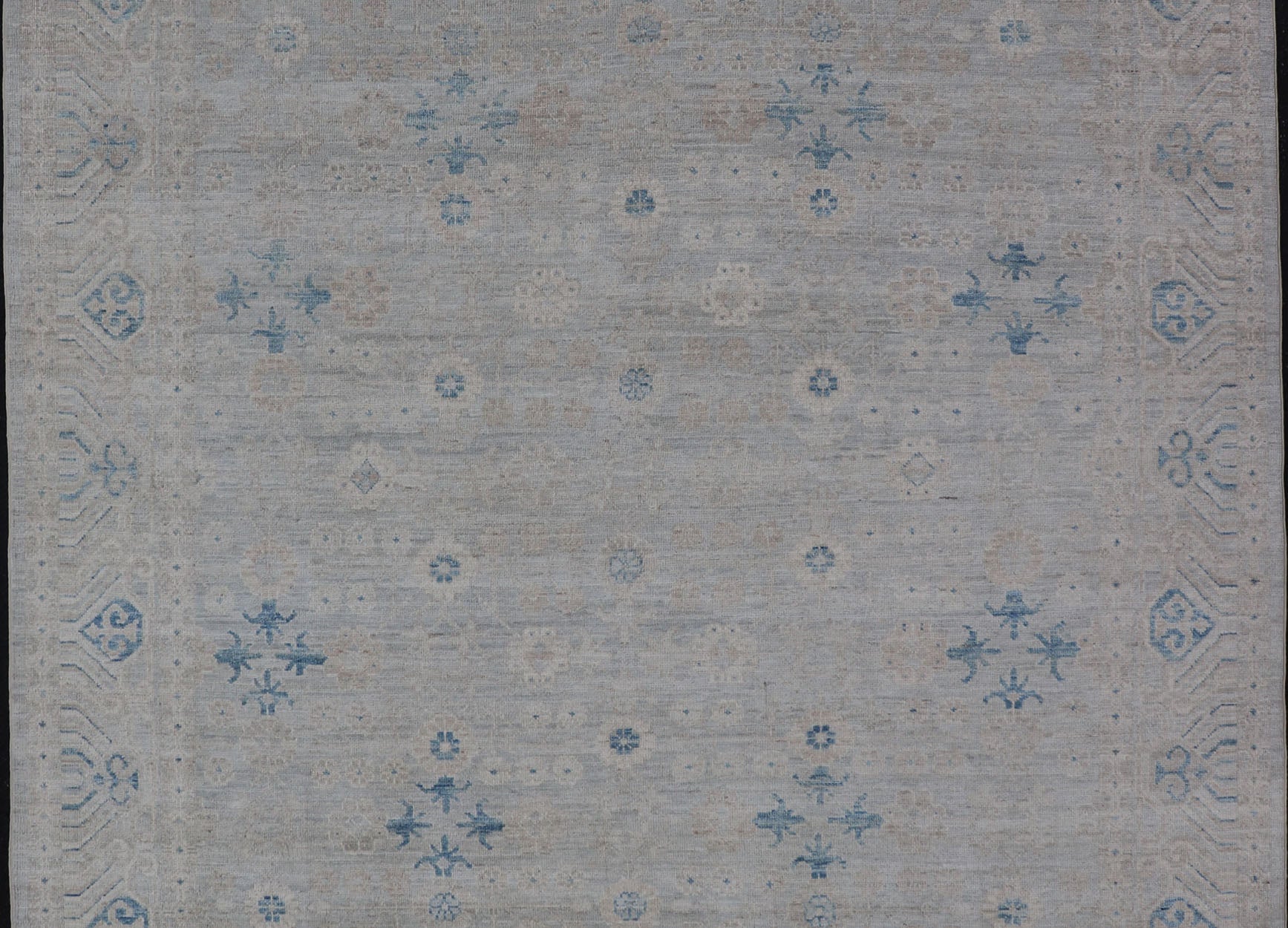 Measures: 8'0 x 10'2 Modern All - Over Floral Oushak with Light Gray Background And Neutral Colors. Keivan Woven Arts rug AWR - 12036 Country of Origin: Afghanistan Type: Oushak Design: Floral, All - Over, Abstract Floral. This Oushak was hand - kno... - Keivan Woven ArtsAWR - 12036 - 23366Rug