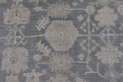 Measures: 8'2 x 9'11 Modern Oushak with Large Floral Motifs with Cream, Blue, and Steel Blue. Keivan Woven Arts; rug AWR - 12099 Country of Origin: Afghanistan Type: Oushak Design: Floral, All - Over Abstract - Tribal 21st century. This modern Ou... - Keivan Woven ArtsAWR - 12099 - 23372Rug