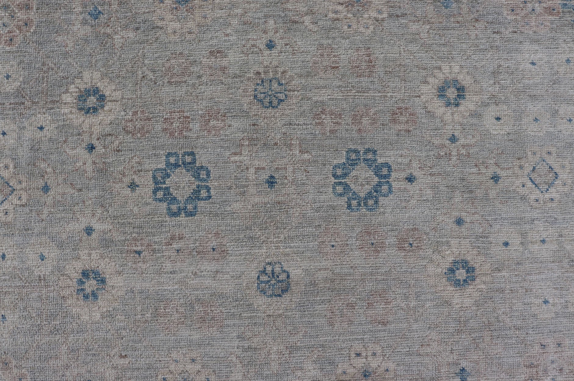 Measures: 6'4 x 9'11 Modern All - Over Khotan design rug with Light Background and Blue Colors. Keivan Woven Arts rug AWR - 12122 Country of Origin: Afghanistan Type: Oushak Design: Floral, All - Over, Abstract Floral. This Oushak was hand - knotted... - Keivan Woven ArtsAWR - 12122 - 23199Rug