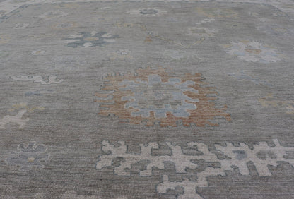 Measures: 11'11 x 14'8 All - Over Floral Modern Oushak with Light Tan Background and Cream Border. Keivan Woven Arts rug AWR - 12125 Country of Origin: Afghanistan Type: Oushak Design: Floral, All - Over, Abstract Floral. This Oushak was hand - knott... - Keivan Woven ArtsAWR - 12125 - 23390Rug