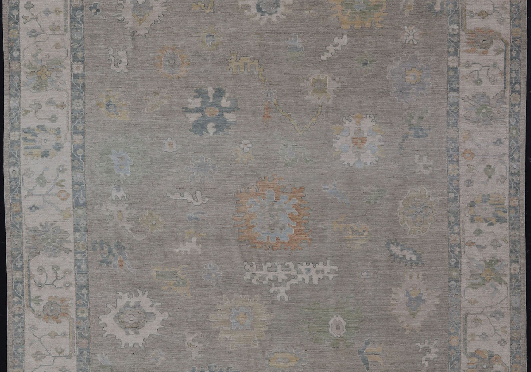 Measures: 11'11 x 14'8 All - Over Floral Modern Oushak with Light Tan Background and Cream Border. Keivan Woven Arts rug AWR - 12125 Country of Origin: Afghanistan Type: Oushak Design: Floral, All - Over, Abstract Floral. This Oushak was hand - knott... - Keivan Woven ArtsAWR - 12125 - 23390Rug