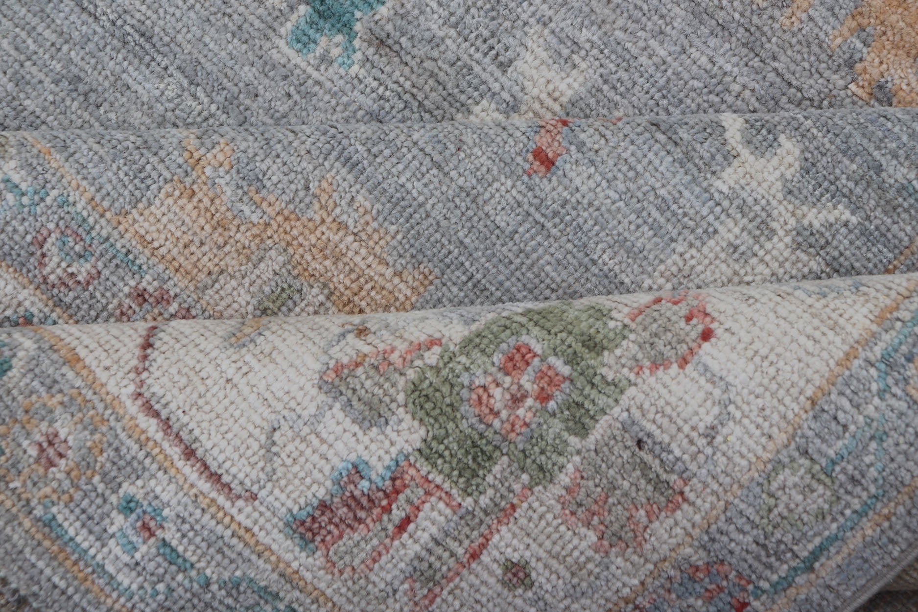 Measures: 5'8 x 9'0 Hand Knotted Floral Modern Oushak With a Taupe Background And Multi - Colors. Keivan Woven Arts; rug AWR - 12167 / Country of Origin: Afghanistan Type: Oushak Design: Floral, All - Over, Abstract This modern casual floral Ousha... - Keivan Woven ArtsAWR - 12167 - 23205Rug
