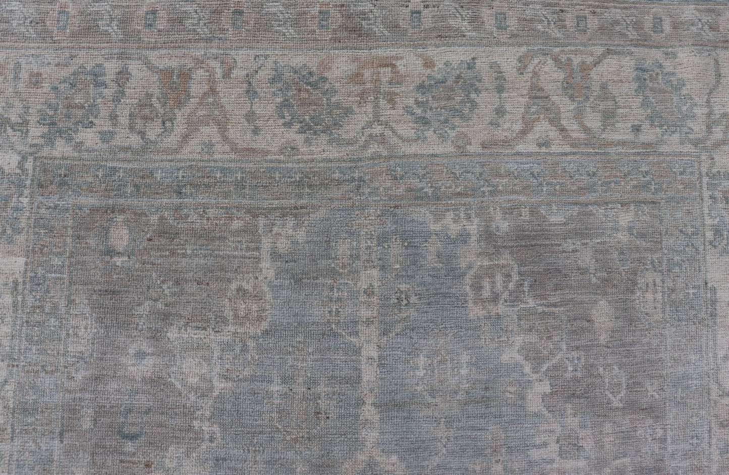 Measures: 5'10 x 8'9 Modern Oushak with a Light Blue - Gray Background with Medallion & Tribal Motifs. Country of Origin: Afghanistan; Type: Oushak; Design: Medallion, Tribal Medallion, All - Over; Keivan Woven Arts: rug AWR - 12170. 21st Century. Th... - Keivan Woven ArtsAWR - 12170 - 23211