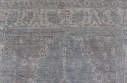 Measures: 5'10 x 8'9 Modern Oushak with a Light Blue - Gray Background with Medallion & Tribal Motifs. Country of Origin: Afghanistan; Type: Oushak; Design: Medallion, Tribal Medallion, All - Over; Keivan Woven Arts: rug AWR - 12170. 21st Century. Th... - Keivan Woven ArtsAWR - 12170 - 23211