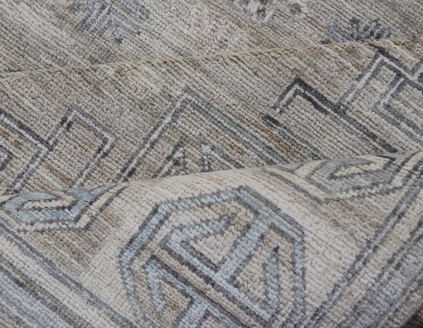 Measures: 6'0 x 9'1 Khotan Design Rug with Circular Medallion in Light Green, Light Blue, and Cream. Keivan Woven Arts , rug/AWR - 12172 country of origin / type: Afghanistan / Khotan. This Khotan features a geometric all - over design flanked b... - Keivan Woven ArtsAWR - 12172 - 23217