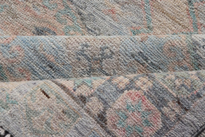 Measures: 4'11 x 6'3 Large Medallion Design Modern Oushak on a Light Blue Field With Multi Colors. Keivan Woven Arts; rug AWR - 12297 Country of Origin: Afghanistan Type: Oushak Circa 2020 This modern Oushak features large medallions in the cente... - Keivan Woven ArtsAWR - 12297 - 23235Rug