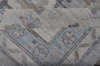Measures: 13'4 x 19'3 Large Modern Oushak Design in Light Blue, Grey, with Light Cream Background. Keivan Woven Arts; rug AWR - 12521 Country of Origin: Afghanistan Type: Oushak Design: All - Over, Floral. This rustic piece holds charm within a powd... - Keivan Woven ArtsAWR - 12521 - 23402