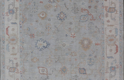 Measures: 8'3 x10'0 Modern All - Over Floral Oushak with a Light Gray Background With Delicate Accents. Keivan Woven Arts: rug AWR - 12577 Country of Origin: Afghanistan Type: Oushak Design: All - Over, Floral, 21st Century. Modern Oushak featuring an... - Keivan Woven ArtsAWR - 12577 - 23378Rug