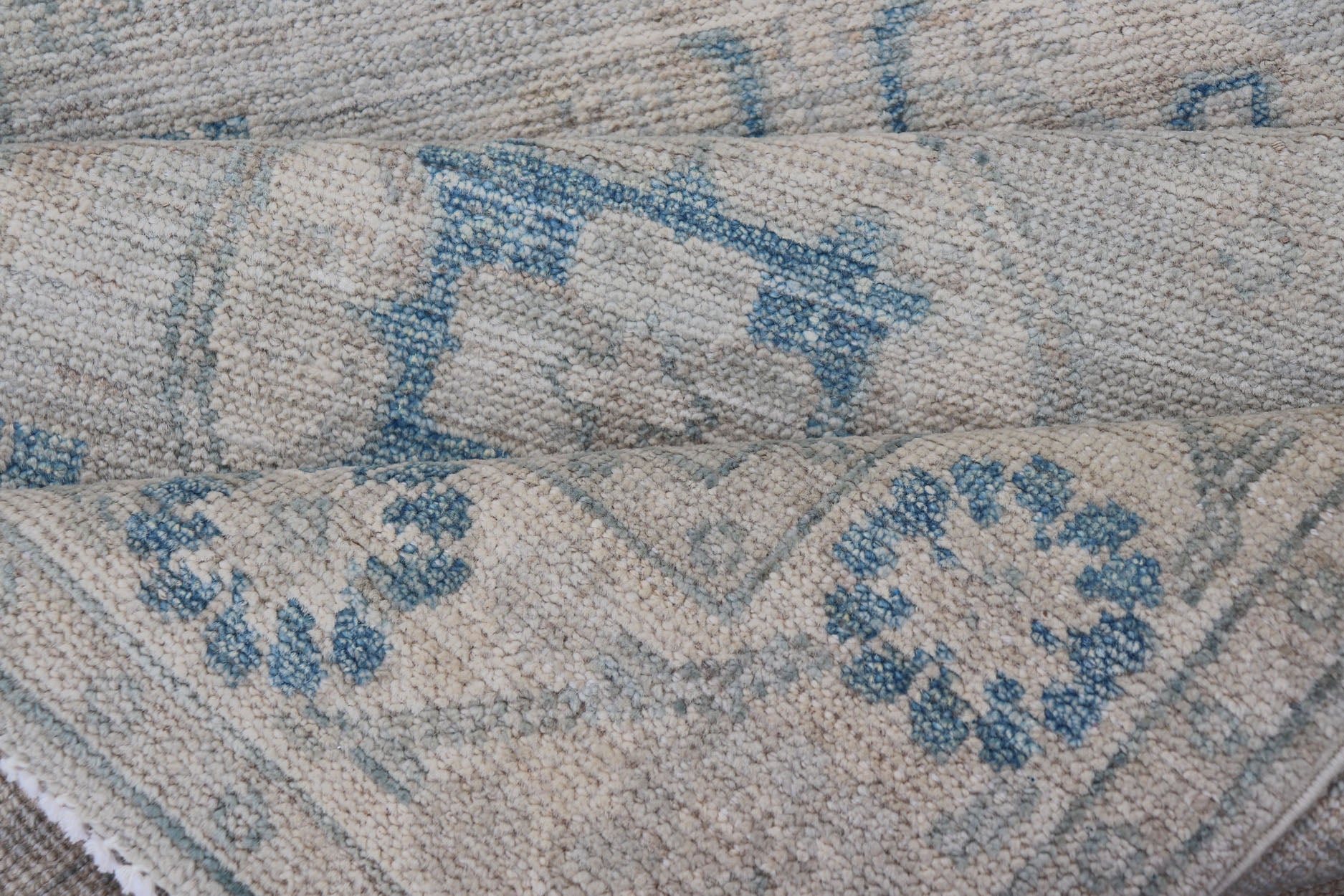 Measures: 2'11 x 13'3 Modern Oushak Medallion Design Runner In Blue & Earthy Colors With Medallions. Keivan Woven Arts; rug AWR - 12603 Country of Origin: Afghanistan Type: Oushak Circa 2020 Key Words: Medallion Oushak Runner. Decorative motifs c... - Keivan Woven ArtsAWR - 12603 - 23330Rug