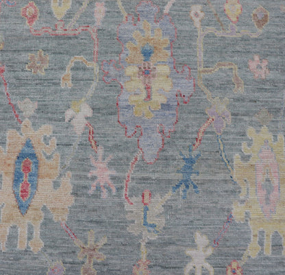 Measures: 3'3 x 11'7 Modern Floral Oushak Runner In Light Grey Background With All - Over Design. Keivan Woven Arts; rug AWR - 12616 Country of Origin: Afghanistan Type: Oushak Design: All - Over, Floral. This hand - knotted Oushak runner has a very... - Keivan Woven ArtsAWR - 12616 - 23336Rug