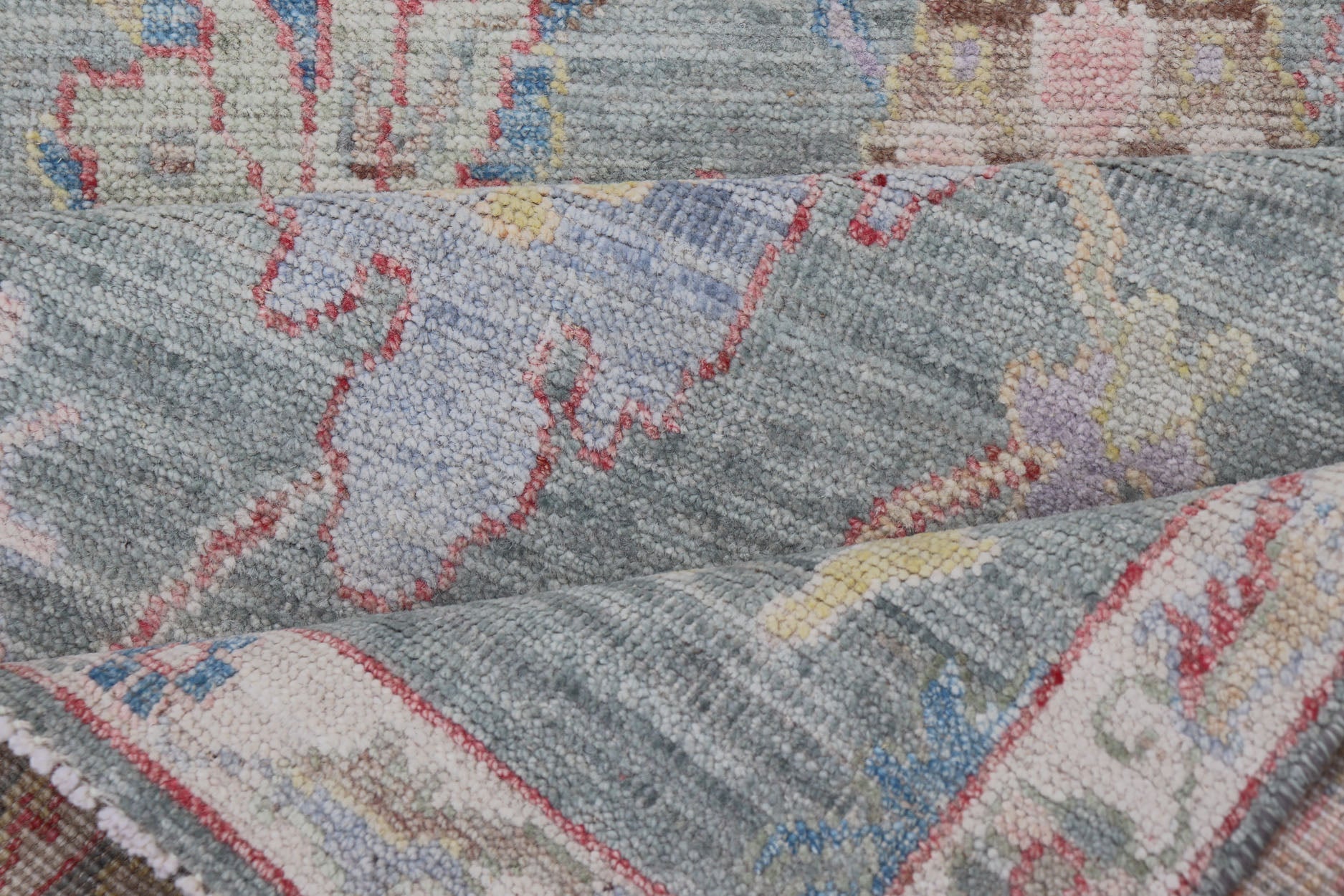 Measures: 3'3 x 11'7 Modern Floral Oushak Runner In Light Grey Background With All - Over Design. Keivan Woven Arts; rug AWR - 12616 Country of Origin: Afghanistan Type: Oushak Design: All - Over, Floral. This hand - knotted Oushak runner has a very... - Keivan Woven ArtsAWR - 12616 - 23336Rug