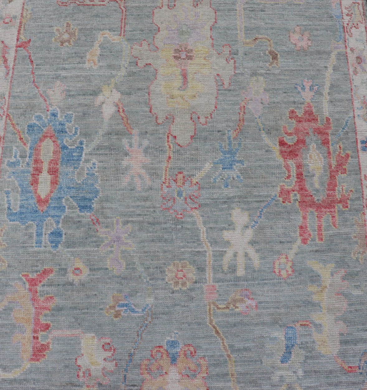 Measures: 3'3 x 11'7 Modern Floral Oushak Runner In Light Grey Background With All - Over Design. Keivan Woven Arts; rug AWR - 12616 Country of Origin: Afghanistan Type: Oushak Design: All - Over, Floral. This hand - knotted Oushak runner has a very... - Keivan Woven ArtsAWR - 12616 - 23336Rug