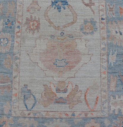 Measures: 3'0 x 9'8 Hand - Knotted Medallion Oushak Design Runner featuring Faded Colors. Keivan Woven Arts; rug AWR - 12620 Country of Origin: Afghanistan Type: Oushak Design: Medallion, All - Over, Floral Motif, This piece showcases brilliant m... - Keivan Woven ArtsAWR - 12620 - 23342Rug