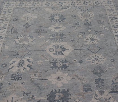 Measures: 11'3 x 14'11 Large Modern Oushak with Floral Motifs with Cream, Grey, Blue, and Powder Blue. Keivan Woven Arts; rug AWR - 12704 Country of Origin: Afghanistan Type: Oushak Design: Floral, All - Over Abstract - Tribal 21st century. This ... - Keivan Woven ArtsAWR - 12704 - 23414Rug