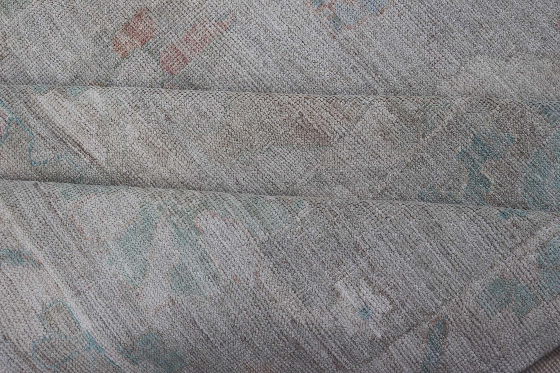 Measures: 10'2 x 13'8 Modern All - Over Floral Oushak with Light Gray Background and Muted Colors. Keivan Woven Arts rug AWR - 12800 Country of Origin: Afghanistan Type: Oushak Design: Floral, All - Over, Abstract Floral. This Oushak was hand - knot... - Keivan Woven ArtsAWR - 12800 - 23420Rug