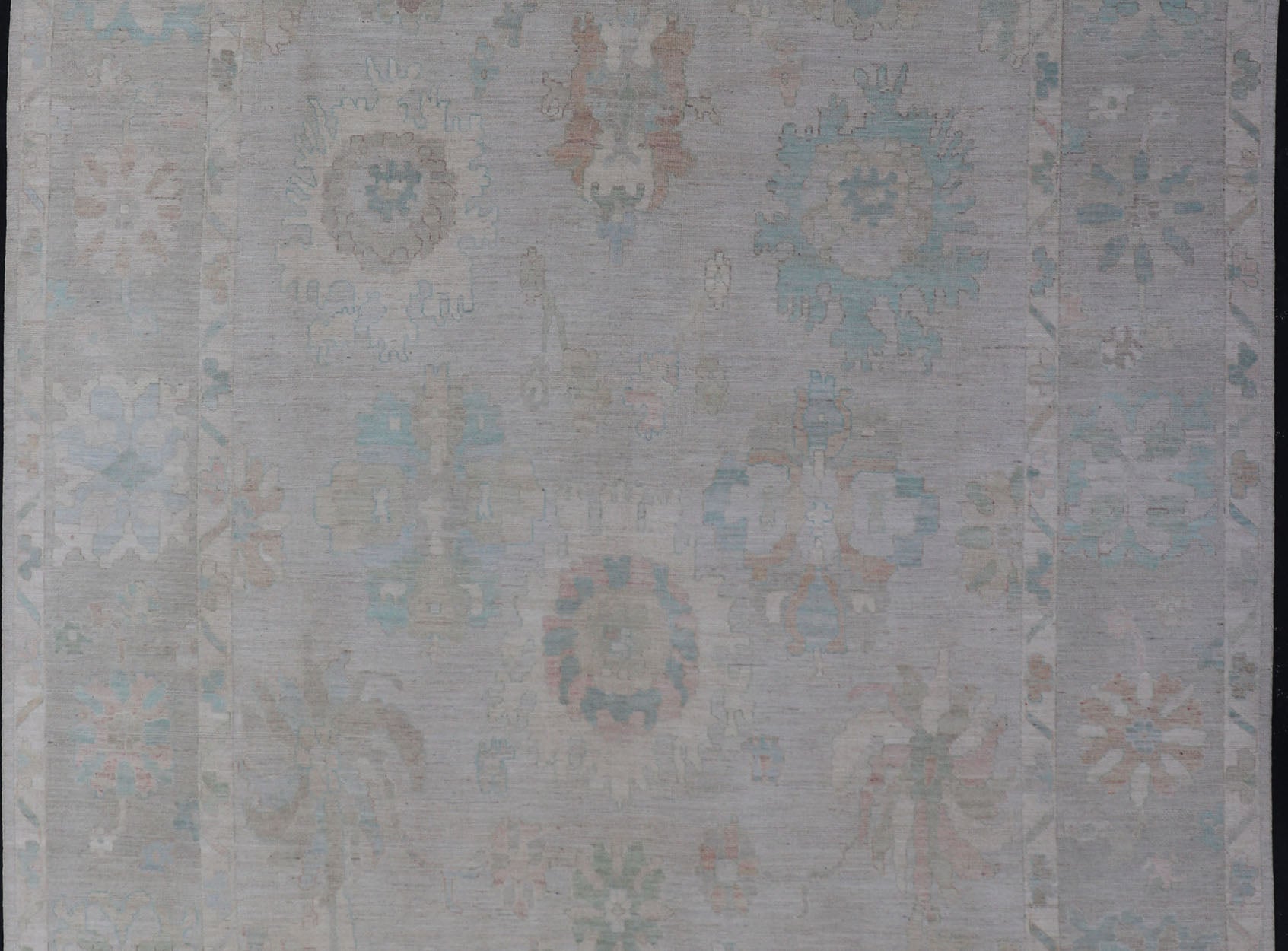 Measures: 10'2 x 13'8 Modern All - Over Floral Oushak with Light Gray Background and Muted Colors. Keivan Woven Arts rug AWR - 12800 Country of Origin: Afghanistan Type: Oushak Design: Floral, All - Over, Abstract Floral. This Oushak was hand - knot... - Keivan Woven ArtsAWR - 12800 - 23420Rug
