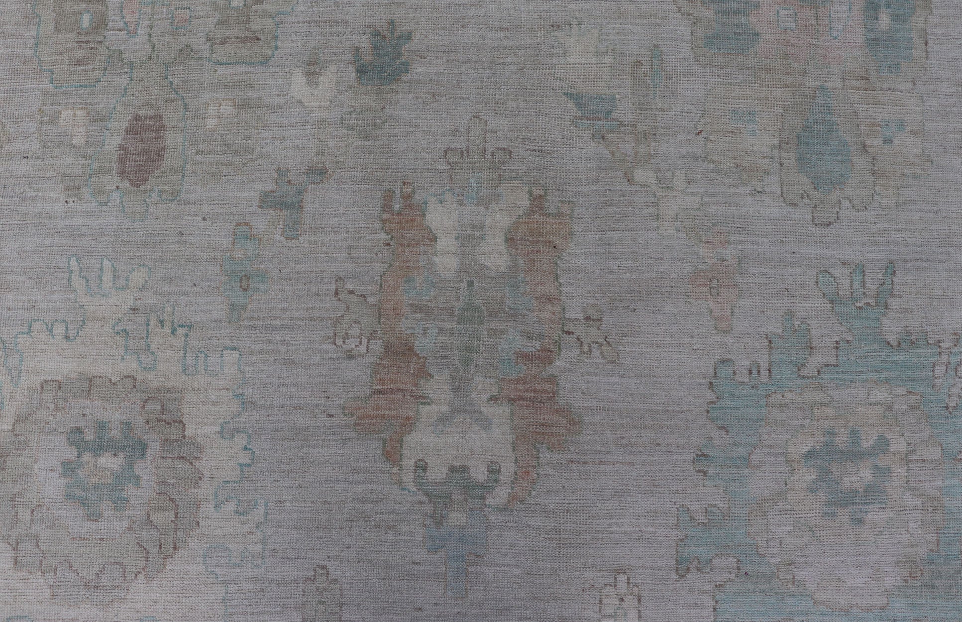 Measures: 10'2 x 13'8 Modern All - Over Floral Oushak with Light Gray Background and Muted Colors. Keivan Woven Arts rug AWR - 12800 Country of Origin: Afghanistan Type: Oushak Design: Floral, All - Over, Abstract Floral. This Oushak was hand - knot... - Keivan Woven ArtsAWR - 12800 - 23420Rug