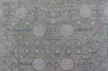 Modern Tribal Khotan Rug in Shades of Cream. Green, Blue, and Gray. Keivan Woven Arts Country of Origin; Afghanistan Type: Khotan Keivan Woven Arts; rug AWR - 15227 , Early 21st century. Measures: 8'2 x 10'4 This modern Khotan featur... - Keivan Woven ArtsAWR - 15227 - 23384