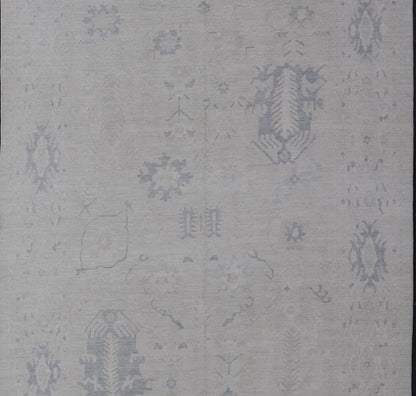 Large Modern Oushak Rug with All - Over Floral Motifs in Neutrals & Soft Colors. Keivan Woven Arts rug AWR - 16037 Country of Origin: Afghanistan Type: Oushak Design: Floral, All - Over, Abstract Floral. Measures: 11'8 x 16'0 This wool reproduction Ou... - Keivan Woven ArtsAWR - 16037 - 24235Rug
