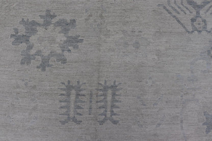 Large Modern Oushak Rug with All - Over Floral Motifs in Neutrals & Soft Colors. Keivan Woven Arts rug AWR - 16037 Country of Origin: Afghanistan Type: Oushak Design: Floral, All - Over, Abstract Floral. Measures: 11'8 x 16'0 This wool reproduction Ou... - Keivan Woven ArtsAWR - 16037 - 24235Rug